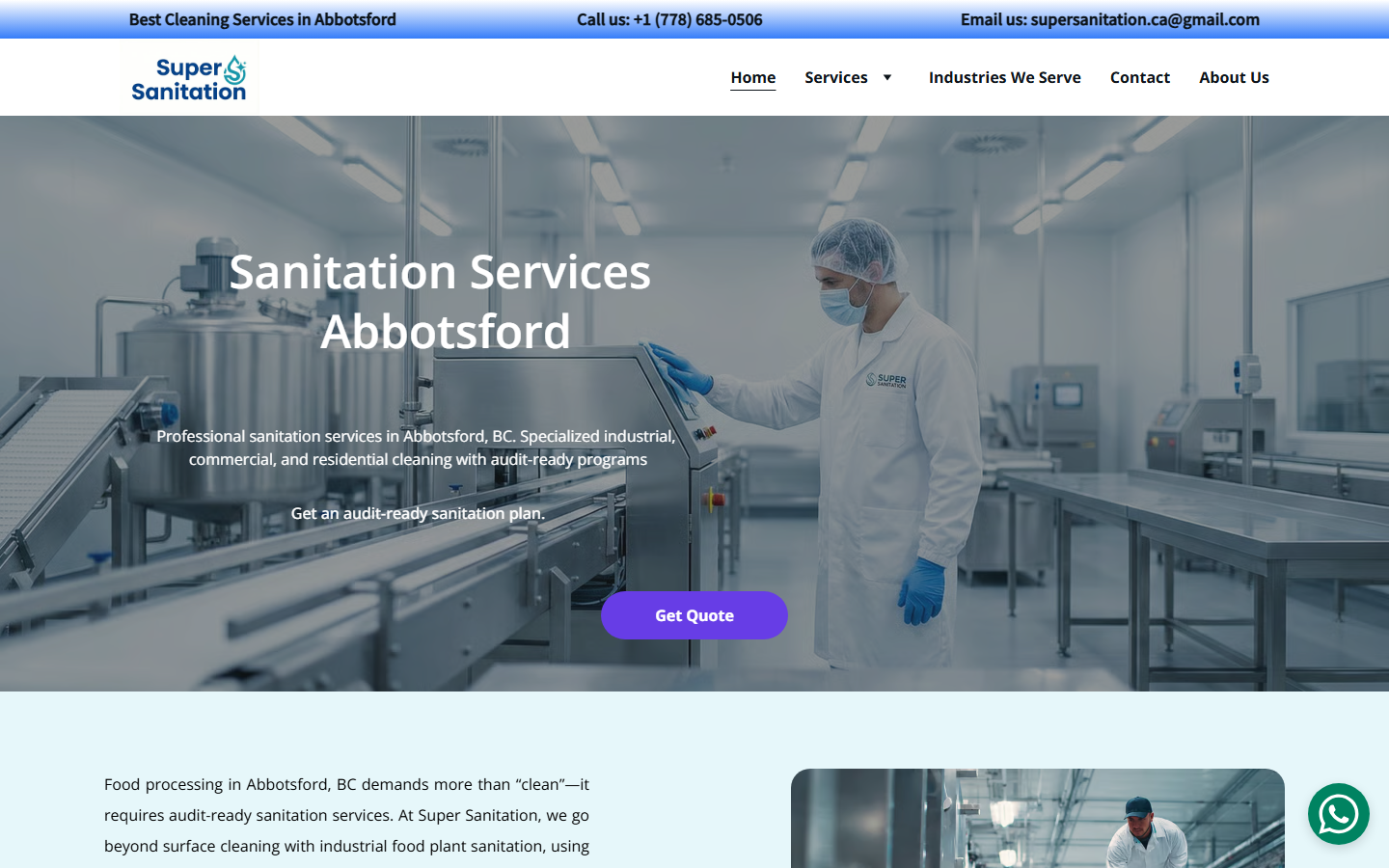 Super Sanitation website — IshaanEx Digital case study, Abbotsford BC